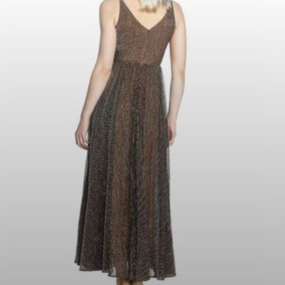 Dress the Population Bronze Gold Metallic Maxi Surplice Wrap Dress XS/S - Picture 3 of 3